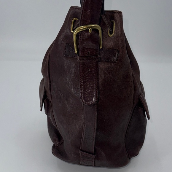 Vintage Fossil thick Leather Drawstring Backpack - Picture 6 of 9